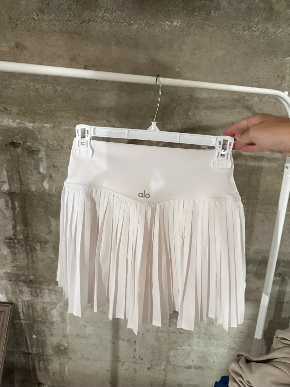 ALO Yoga White Pleated Skater Skirt